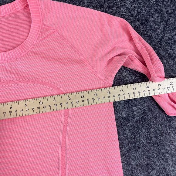 Lululemon Swiftly Tech Long Sleeve Thumb Hole Pink Striped Women's 6 Running - Picture 6 of 12